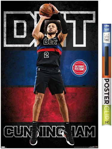 Vista 16 de Trends International NBA Detroit Pistons - Póster de pared de Cade Cunningham 23, 22.4 pulgadas de largo x 14.7 pulgadas, versión enmarcada