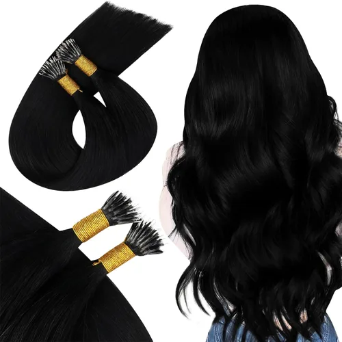 Vista 44 de Ugeat - Extensiones de cabello humano con microanillo, 14 pulgadas, extensiones de cabello Remy con microcuentas de 1 gm/hebra, 50 gms, extensiones