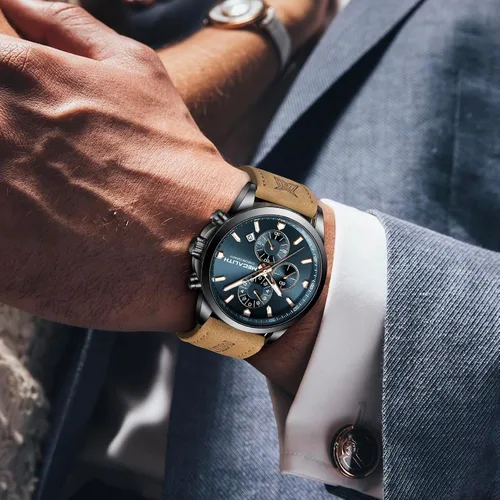 Vista 9 de MEGALITH Wrist Watches for Men Luxury Dress Silver Stainless Steel Chronograph Watch Waterproof - Gift for Husband Father at Birthday Anniversary