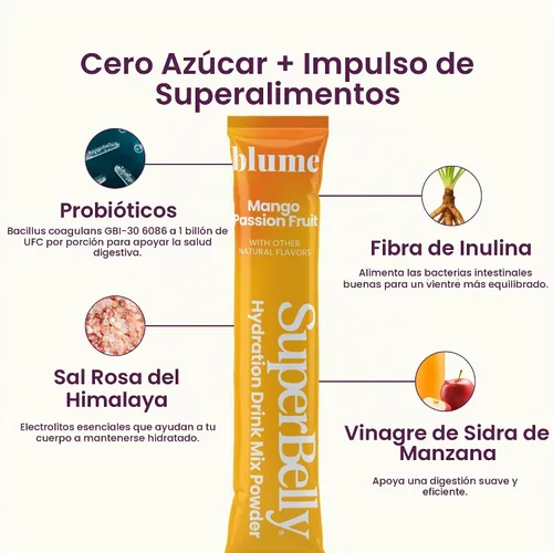 Vista 4 de Blume Paquete variado de hidratación SuperBelly – Fresa, Açaí, Limón