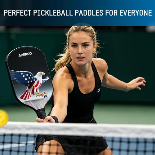 Vista 7 de Palas de pickleball de fibra de vidrio, juego de paletas de pickleball ligeras de 0.63 pulgadas para hombres, mujeres, niños, interiores y exteriores