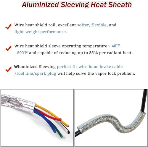 Vista 6 de Fuel Line Heat Shield Heat wrap for Wires Fuel line Heat Shield Sleeve Hose Heat Shield Sleeve-Heat Radiant and Prevent Vapor Lock Heat Shield for