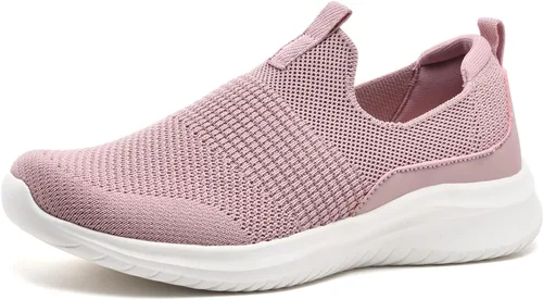 Vista 7 de TIOSEBON Zapatos deportivos para caminar sin cordones para mujer, de punto, de malla, cómodos, tenis 0c/todo negro