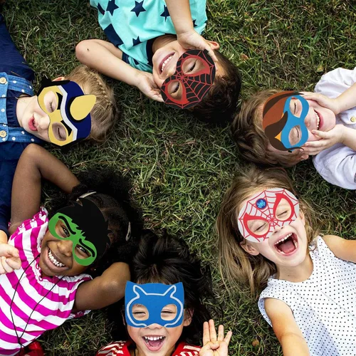 Vista 5 de Máscaras de fiesta para niños, 16 paquetes de suministros para niños, regalo de cumpleaños, Halloween, cosplay, fiesta, suministros de máscaras