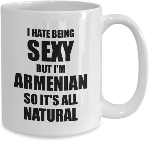 Vista 2 de Taza armenia sexy, regalo divertido para marido, esposa, novio, novia, novia, orgullo de Armenia, novedoso, mordaza, taza de té de café, 15 onzas
