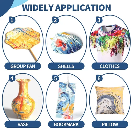 Vista 6 de Ci Vetch Kit de pintura de mármol de agua para niños, artes y manualidades, no tóxico, de 3 a 12 años, incluye 6 colores, 10 hojas, herramientas, 12