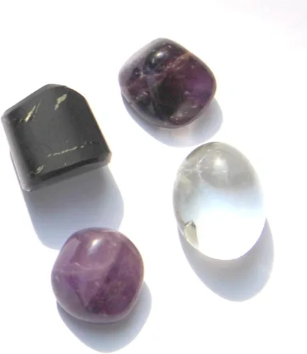 Vista 9 de Jet Authentic - Colección única de piedras pulidas de apatita + hematita + vasonita + shungita + citrino para resolver problemas de salud y Artritis