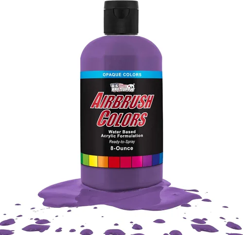 Vista 25 de U.S. Art Supply Pintura acrílica opaca para aerógrafo color azul aguamarina, botella de 1 onza, colores a base de agua no tóxicos de grado