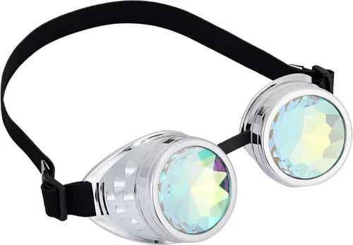 Vista 35 de Gafas caleidoscopio para raves trippy psicodélico steampunk con lentes de cristal de difracción de prisma arcoíris