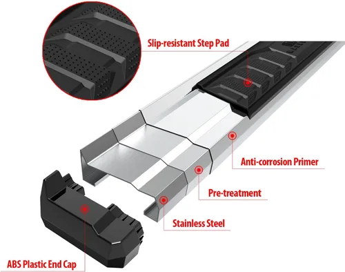 Vista 5 de APS Estribos de barras Nerf cromadas estilo OE compatibles con Nissan Frontier 2005-2024 Crew Cab