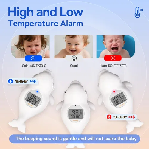 Vista 3 de Doli Yearning Termómetro de baño para bebés recién nacidos y bebés, monitor digital flotante de temperatura del agua con temporizador y pantalla