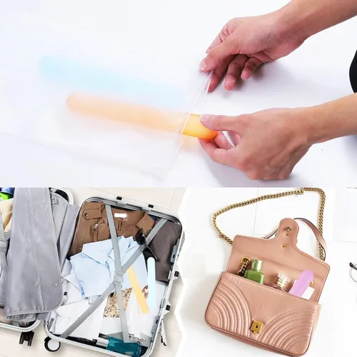 Vista 5 de Juego de 20 fundas para cepillos de dientes, soporte portátil para cepillos de dientes transpirable, caja de almacenamiento de cepillos de dientes a