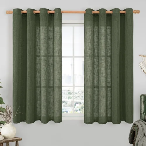 Vista 163 de LAMIT Cortinas de lino marrón caramelo para sala de estar, 84 pulgadas, de lino sintético, texturizado, filtrante de luz, paneles de privacidad