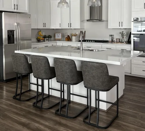 Vista 20 de ALPHA HOME Taburetes de mostrador con respaldos, taburetes de bar de 24 pulgadas para isla de cocina, silla de bar tapizada de piel sintética