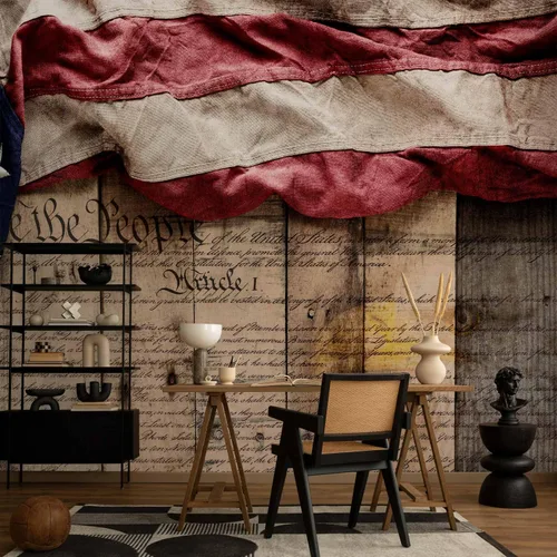 Vista 6 de artgeist Premium Wall Mural Flag America 98x69 in - Non-Woven Wallpaper Fleece Wall Decor Photo Print Picture Image Design Home Mural Wood US USA #01