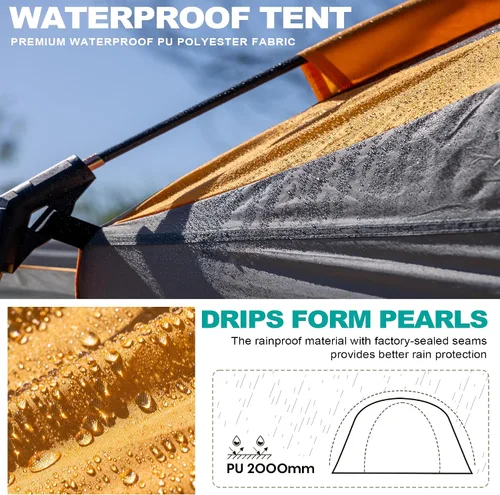 Vista 5 de uniHimal SUV Tent for Camping,Waterproof PU2000mm, Fits 5-8 People,Spacious Double Layer Design, Includes Rainfly & Storage Bag, 8FT L x 8FT W x