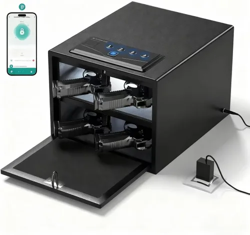 Vista 8 de XDeer Caja fuerte biométrica para pistolas (certificada por FCC y Departamento de Justicia de California) - Caja fuerte para armas de mano de acceso