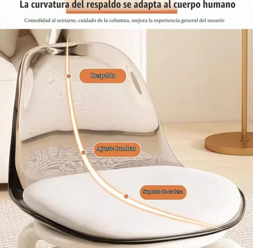 Vista 4 de Silla de polea de acrílico, taburete bajo con polea de respaldo, taburete ergonómico bajo para limpieza del hogar, taburetes de oficina, lavandería