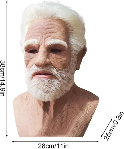 Vista 8 de ALXOY GHDLM - Máscara realista de anciano, máscara de látex de hombre calvo, máscara realista para fiesta de Halloween, fiesta de cosplay (Q)