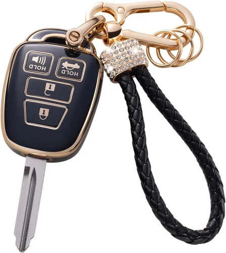 Vista 26 de Gematay Funda para llavero Toyota con cordón, funda protectora para llave de automóvil para Camry Highlander RAV4 C-HR Avalon Prius Corolla GT86
