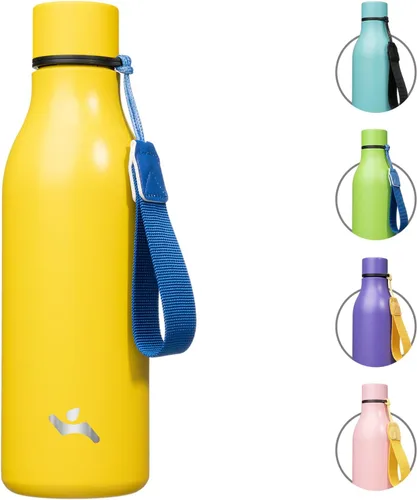 Vista 37 de Konokyo Botella de agua aislada con correa, botella de agua de acero inoxidable de 18 onzas de doble pared con aislamiento al vacío, frasco de Verde