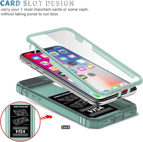 Vista 2 de Fetrim Funda para iPhone X, Funda de teléfono con soporte de anillo de rotación para Apple iPhone X/XS - Verde