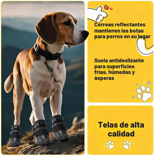 Vista 3 de Zapatos para perros pequeños, botas y protectores de patas para pavimento caliente, nieve de invierno, botas antideslizantes para suelos de madera