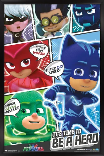 Vista 9 de Trends International PJ Masks - Póster de pared, 14.725 x 22.375 pulgadas, versión enmarcada de madera de granero