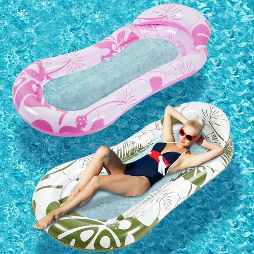 Vista 8 de Briwooody 2 unidades inflables para piscina, flotadores de piscina, balsas con reposacabezas, bronceado solar para adultos, hamaca de agua fría