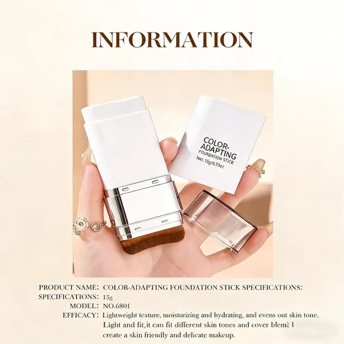 Vista 2 de Barra de base que cambia de color, doble extremo con cepillo desmontable, maquillaje húmedo e hidratante para un aspecto impecable, combinación