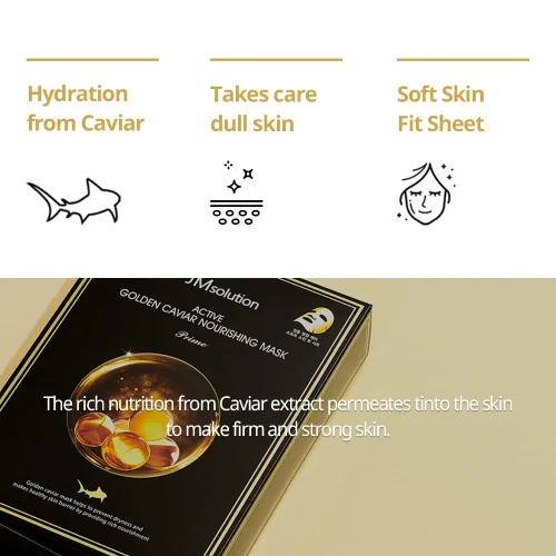 Vista 8 de JMsolution Paquete de mascarillas faciales - Caracol rosa - Máscara de caviar dorada iluminadora-Colágeno