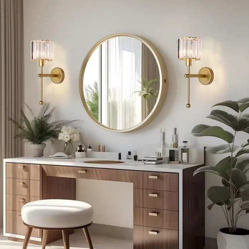 Vista 4 de Moderno juego de 2 apliques de pared de cristal de vidrio, funciona con pilas, luces de pared recargables doradas con control remoto, accesorio