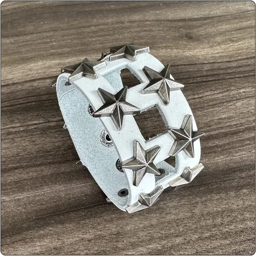 Vista 6 de Pulsera de cuero ancho de estrella de aleación punk rock