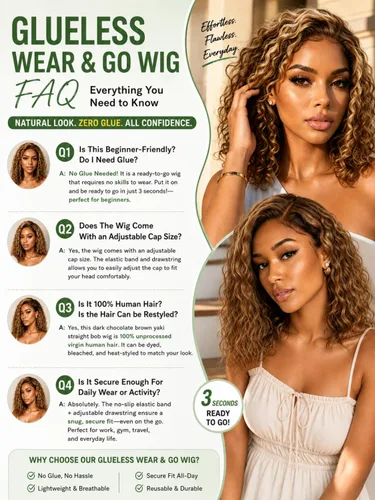Vista 7 de KLAIYI Bye Bye Slip™ Ombre Highlights Rubio Bob Onda de Agua Rizado Precortado 7x5 Encaje Frontal Pelucas Cabello Humano Parte Lateral Cordón