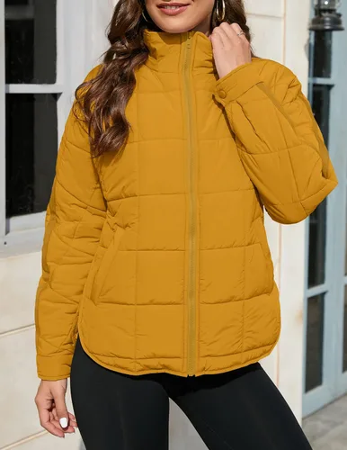 Vista 2 de LEANI Women's Oversized Lightweight Puffer Jackets Long Sleeve Zipper Short Down Coat with Pockets