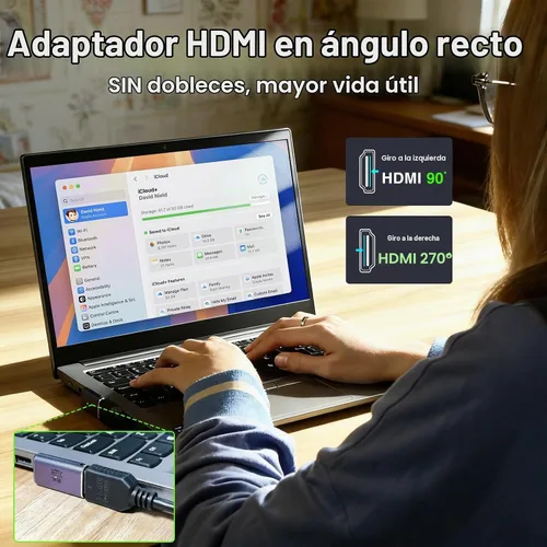 Vista 3 de Duttek 90 Degree HDMI Adapter 4 Styles, 8K HDMI 90 Degree Adapter[48Gbps, 8K@60Hz] Up&Down Angle, Left&Right Angle HDMI Male to Female Extender