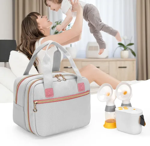 Vista 7 de Damero Bolsa para extractor de leche compatible con el extractor de leche eléctrico Medela, bolsa de transporte para extractor de leche
