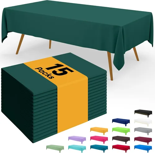 Vista 100 de Smiry - Juego de 6 manteles desechables, 54 x 78 pulgadas, manteles impermeables rectangulares para fiestas, cubierta de mesa de plástico
