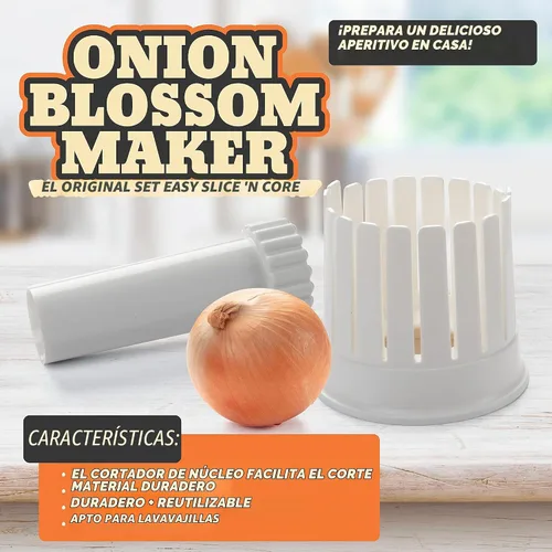 Vista 6 de Onion Blossom Maker con el cuenco original Better Breader: el juego todo en uno incluye rebanador de cebolla floreciente y estación de empanado sin
