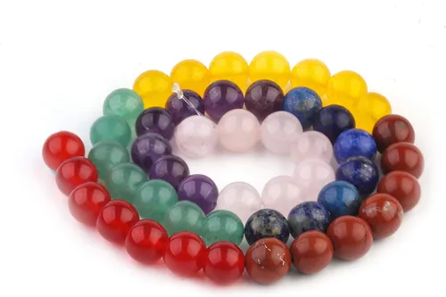 Vista 3 de 7 cuentas de piedra preciosa de chakra de 8 mm pulidas y redondas, 49 piezas, piedras naturales suaves para chakra, cristales curativos y piedras 7