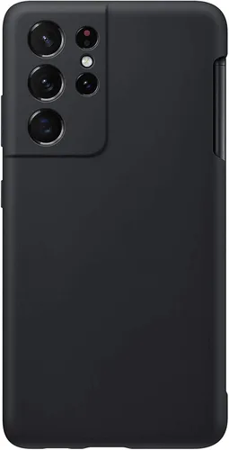 Vista 3 de Funda para Galaxy S21 Ultra con soporte para bolígrafo S, silicona líquida con ranura para lápiz capacitivo (bolígrafo no incluido), protección Negro