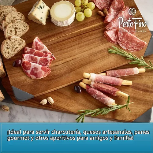 Vista 5 de PortoFino Tabla de cortar de madera - Tablas de cortar de madera para cocina - Tabla de cortar - Tabla de quesos - Tabla de embutidos - Tabla
