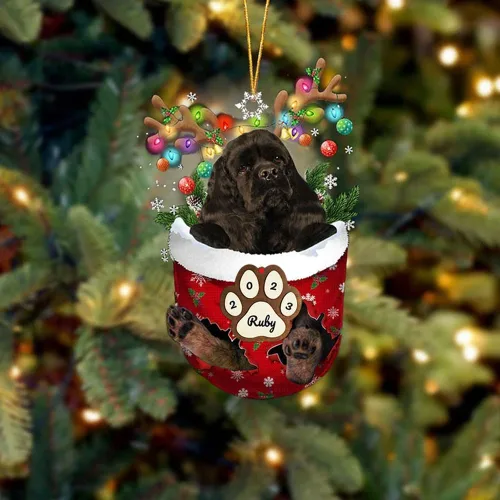 Vista 228 de Adornos personalizados de Pug cervatillo – Decoración personalizada para árbol de Navidad con patas de bolsillo de nieve