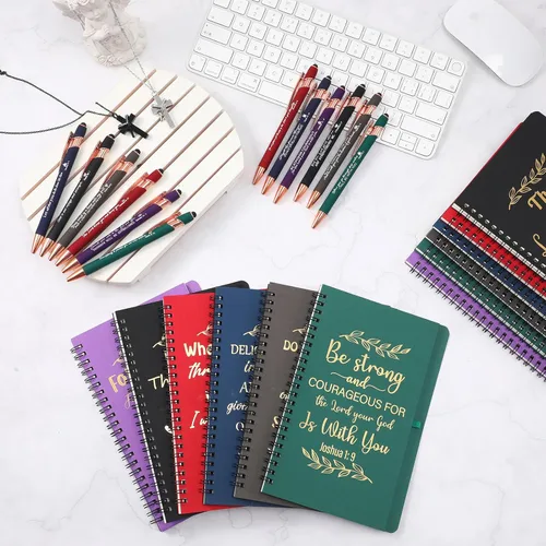 Vista 7 de Engrowtic Juego de 48 piezas de regalo cristiano, cuadernos en espiral con versículo bíblico A5 y bolígrafos para apreciación de maestros, primera