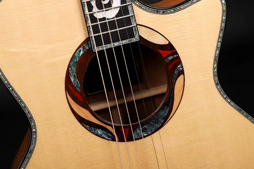 Vista 4 de Guitarra acústica tipo GA de madera maciza de 41 pulgadas, CHWOCHI C-70, guitarra trasera de koa y arce, natural