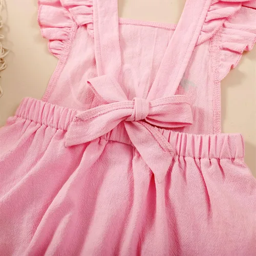 Vista 5 de GRNSHTS Trajes de primer cumpleaños para niñas con volantes para primer cumpleaños, mameluco sin espalda