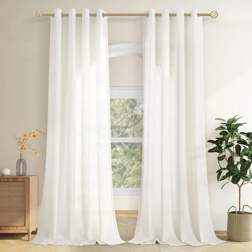Vista 20 de Cortinas de lino negro para dormitorio y sala de estar de 84 pulgadas de largo, juego de 2 paneles, para habitación de niños, filtro de luz