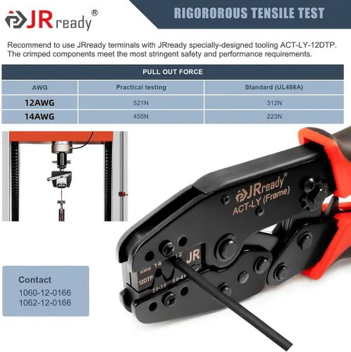 Vista 5 de JRready Deutsch DTP Crimpadora Open Barrel ACT-LY-12DTP - para contactos estampados Size12 (1060-12-0166/1062-12-0166) 12-14AWG, para cabrestante
