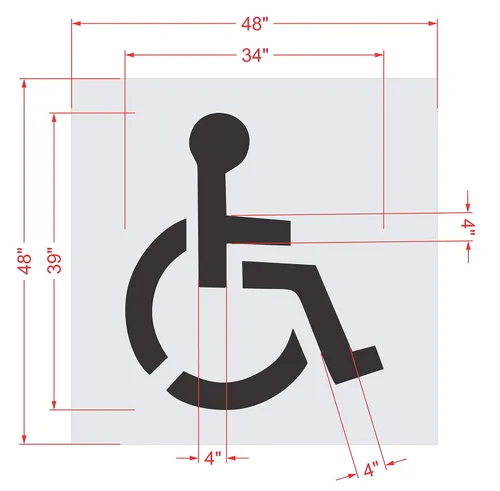 Vista 5 de Plantilla para estacionamiento – 39 pulgadas – Plantilla ADA para discapacitados (4 "trazos) – 39 pulgadas x 34 pulgadas x 1/8 pulgadas (128 mil)