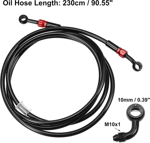 Vista 5 de X AUTOHAUX Manguera de freno AN3 28 90 grados M10 motocicleta hidráulica línea de aceite manguera de tubería para ATV motocicleta Motocross Racing